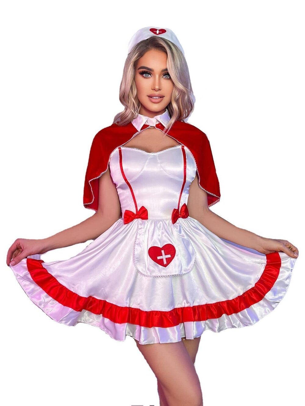6113 Sexy Nurse Costume Adult Uniform Halloween Cosplay Dress 2024